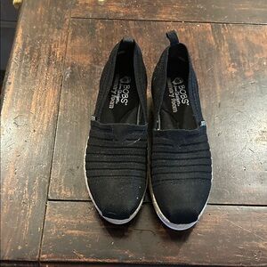Skechers Black Slip-On Shoes with Gray Sole
